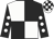 White and black (quartered), black sleeves, white spots, white and black check cap