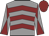 Grey, maroon chevrons, diabolo on sleeves, maroon cap