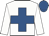 White, royal blue cross, royal blue cap