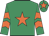 Emerald green, orange star, chevrons on sleeves, emerald green cap, orange star