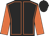 Black, orange seams and sleeves, black cap