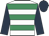 White, emerald green hoops, dark blue sleeves and cap