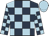 Dark blue and light blue check, light blue cap
