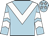 Light blue, white chevron, chevrons on sleeves, light blue cap, white stars