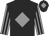 Black, grey diamond, grey and black striped sleeves, black cap, grey diamond