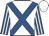 White, royal blue cross belts, royal blue and white striped sleeves