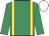 Emerald green, yellow braces, white cap