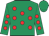 Emerald green, red spots, emerald green cap