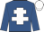 Royal blue, white cross of lorraine, white cap
