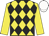 Yellow & black diamonds, yellow sleeves, white cap