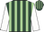 Dark green and light green stripes, white sleeves
