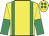 Yellow, emerald green braces, halved sleeves and spots on cap