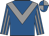 Royal blue, grey chevron, striped sleeves, quartered cap