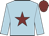 light blue, maroon star, maroon cap