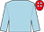Light blue, red cap, white spots
