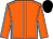 Orange, White seams, Black cap
