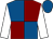 Royal blue and maroon (quartered), white sleeves, royal blue cap