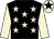 Black, beige stars, beige sleeves, beige cap, black star
