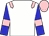 white, pink epaulets, blue sleeves, pink armlets, pink cap