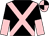 Black, pink cross belts, halved sleeves, pink and black quartered cap