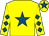 Yellow, royal blue star, diamonds on sleeves, yellow cap, royal blue star