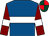 Royal blue, white hoop, maroon sleeves, white armlets, dark green and red quartered cap