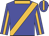 Blue,old gold collar and sash, blue sleeves,old gold stripe, blue cap,old gold stripe