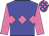 Blue, hot pink diamond hoop and sleeves, checked cap