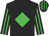 Black, lime green diamond, striped sleeves and cap