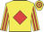 Yellow, red diamond, striped sleeves, hooped cap