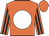 Orange, white disc, black striped sleeves, orange cap