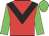 Red, black chevron, green sleeves and cap