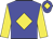 Big-blue body, yellow diamond, yellow arms, big-blue cap, yellow diamond