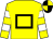 Yellow, black hollow box, yellow and white hooped sleeves, black and yellow quartered cap