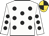 White, black spots, black & gold quartered cap