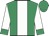 Emerald green, white stripe and sleeves, emerald green cuffs and cap