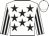 White, black stars, striped sleeves, white cap