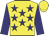Dayglo yellow, navy stars and sleeves, dayglo yellow cap