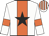 White, orange stripe, black star, orange armbands, striped cap