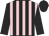 Black and pink stripes, black sleeves and cap