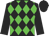 black, green diamonds, black sleeves and cap