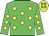 Lime green, yellow spots, yellow cap, lime green spots