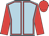 Light blue, red seams, red sleeves & cap