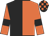 Black and orange (halved), orange sleeves, black armlets, black and orange check cap