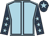 Light blue, dark blue seams, dark blue sleeves, light blue stars, dark blue cap, light blue star