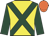 Yellow, dark green cross belts and sleeves, orange cap