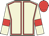 Beige, red seams, armlets and cap