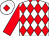White, red diamonds, red sleeves, white cap, red diamond