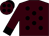 Brown, black spots, black cuffs, brown cap, black spots and peak