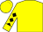 Yellow, yellow and black diamonds on sleeves, yellow cuffs and cap